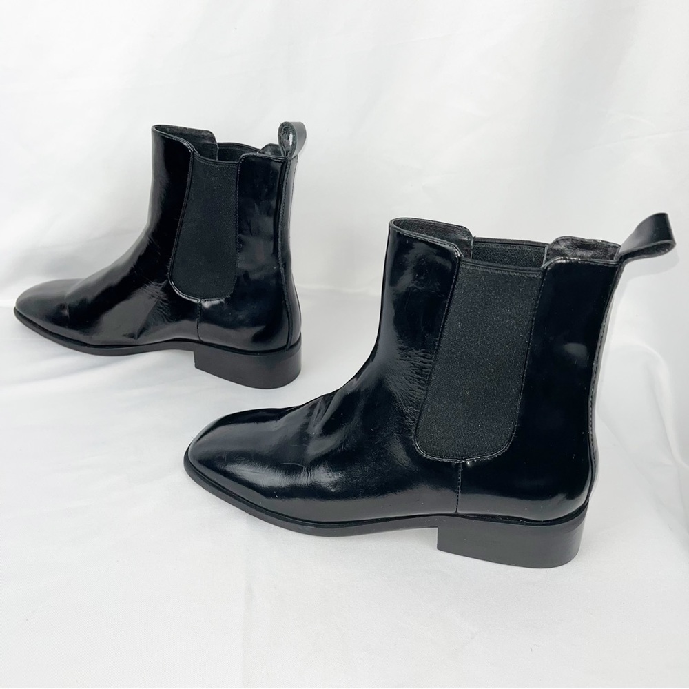 Jeffrey Campbell Emrys Black Patent Leather Square Toe Chelsea Boots Sz7 NWOB - Picture 8 of 16